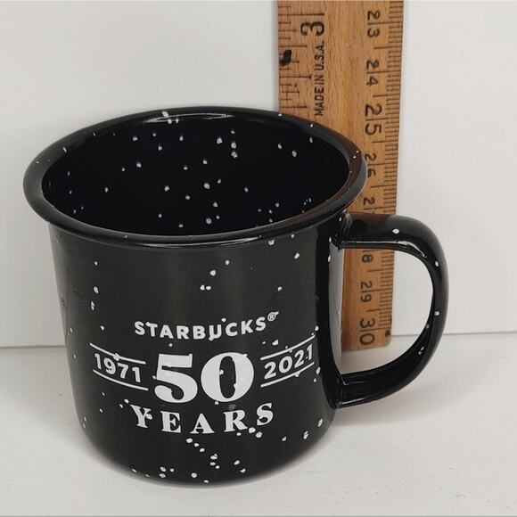 Starbucks Black Enamel Metal Espresso Mug 50th Anniversary Birthday - Picture 3 of 10